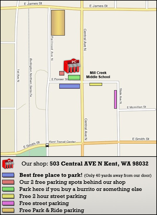EPCS: Kent computer repair location and parking